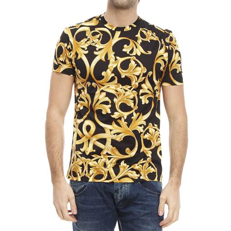 mens gold versace shirt|Versace men's t shirts.